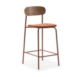 Lot de 2 chaises de bar en tissu et métal h66cm - rouille Lot de 2 chaises de bar en tissu et métal h66cm - rouille