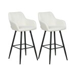 Lot de 2 chaises de bar velours blanc cass�