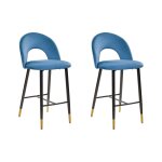 Lot de 2 chaises de bar velours bleu Lot de 2 chaises de bar velours bleu