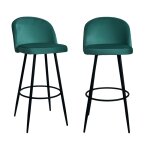 Lot de 2 chaises de bar en velours l52 cm - bleu