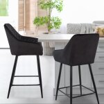 Lot de 2 chaises de bar velours noir Lot de 2 chaises de bar velours noir