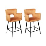 Lot de 2 chaises de bar velours orange Lot de 2 chaises de bar velours orange