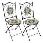 Lot de 2 chaises de bistrot pliantes metal multicoulore 90x38x35 cm