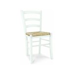 Lot de 2 chaises en bois blanc avec assise en paille