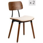 Lot de 2 chaises en bois et bouclettes blanches