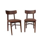 Lot de 2 chaises bois d'hva et simili cuir marron
