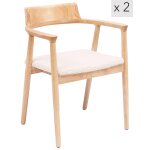 Lot de 2 chaises en bois massif et bouclettes blanches Lot de 2 chaises en bois massif et bouclettes blanches