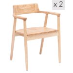 Lot de 2 chaises en bois massif naturel Lot de 2 chaises en bois massif naturel