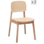 Lot de 2 chaises en bois massif naturel Lot de 2 chaises en bois massif naturel