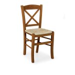 Lot de 2 chaises en bois massif noyer avec assise paille