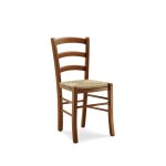 Lot de 2 chaises en bois massif noyer avec assise paille
