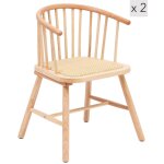 Lot de 2 chaises en bois massif et rotin naturel Lot de 2 chaises en bois massif et rotin naturel