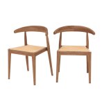 Lot de 2 chaises en bois de teck et cannage en rotin
