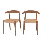 Lot de 2 chaises en bois de teck et cordage type loom