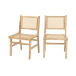 Lot de 2 chaises en bois de teck et rotin