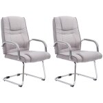 Lot 2 chaises cantilever pieds en mtal assise en tissu gris