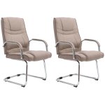 Lot 2 chaises cantilever pieds en mtal assise en tissu taupe