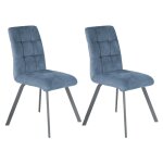 Lot de 2 chaises capitonnes bleu gris