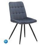 Lot de 2 chaises capitonnes bleues avec pieds mtalliques noirs