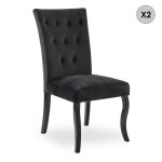 Lot de 2 chaises capitonn�es en velours noir