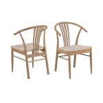 Lot de 2 chaises en chne blanchi et assises tresses