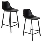 Lot de 2 chaises de comptoir en simili cuir noir