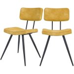 Lot de 2 chaises en cuir synthétique jaune Lot de 2 chaises en cuir synthétique jaune