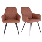 Lot de 2 chaises design en simili cuir colga marron 57x65x87cm Lot de 2 chaises design en simili cuir colga marron 57x65x87cm
