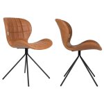 Lot de 2 chaises design en simili cuir marron Lot de 2 chaises design en simili cuir marron