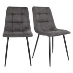 Lot de 2 chaises design en tissu pieds m�tal aglo gris 44x55x86cm