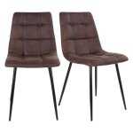 Lot de 2 chaises design en tissu pieds m�tal aglo marron