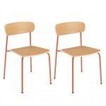 Lot de 2 chaises  colier  en bois de frne et acier terracotta
