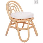 Lot de 2 chaises pour enfants en rotin naturel