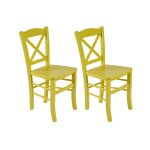 Lot de 2 chaises en hêtre massif jaune Lot de 2 chaises en hêtre massif jaune