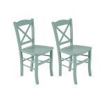 Lot de 2 chaises en htre massif vert d'eau