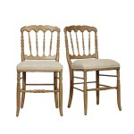 Lot de 2 chaises en hévéa et lin beige Lot de 2 chaises en hévéa et lin beige