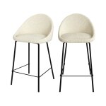 Lot de 2 chaises pour îlot central 65 cm en tissu bouclette blanc Lot de 2 chaises pour îlot central 65 cm en tissu bouclette blanc