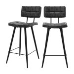Lot de 2 chaises pour îlot central 66 cm capitonnée gris / noir Lot de 2 chaises pour îlot central 66 cm capitonnée gris / noir