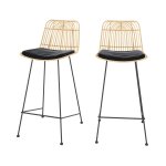 Lot de 2 chaises pour �lot central 66 cm en rotin et noir