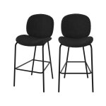 Lot de 2 chaises pour lot central en tissu boucl noir 63, 5 cm