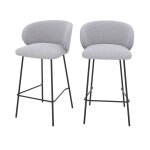 Lot de 2 chaises pour lot central en tissu gris clair 68 cm