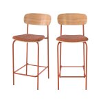 Lot de 2 chaises pour �lot central en tissu terracotta 65 cm