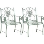 Lot 2 chaises de jardin avec accoudoirs en métal vert antique Lot 2 chaises de jardin avec accoudoirs en métal vert antique