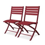 Lot de 2 chaises de jardin en aluminium rouge carmin