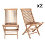 Lot de 2 chaises de jardin en bois pliante bois (teck)