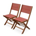 Lot de 2 chaises de jardin en bois terracotta Lot de 2 chaises de jardin en bois terracotta
