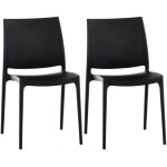 Lot 2 chaises de jardin empilables en plastique noir