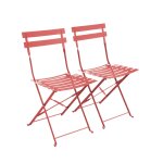 Lot de 2 chaises de jardin pliables en acier thermolaqu terracotta i