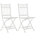 Lot 2 chaises de jardin pliables en mtal blanc antique