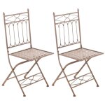 Lot 2 chaises de jardin pliables en mtal marron antique